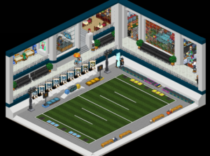 a video game of a football stadium
